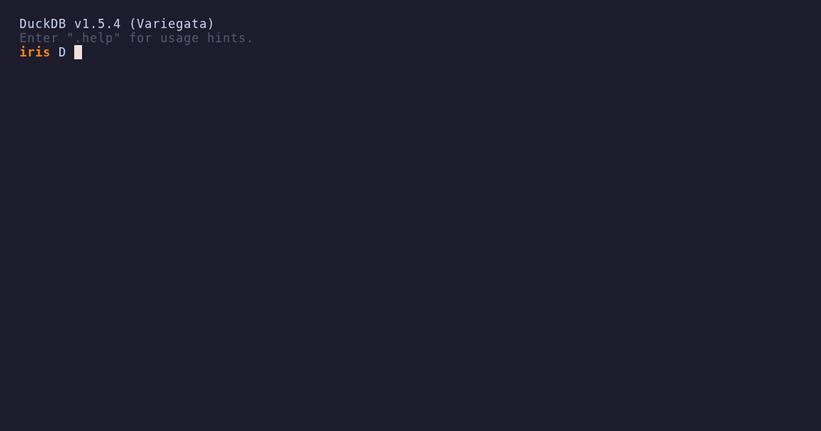 Terminal recording: loading anofox_tabfm and predicting the NULL species in iris